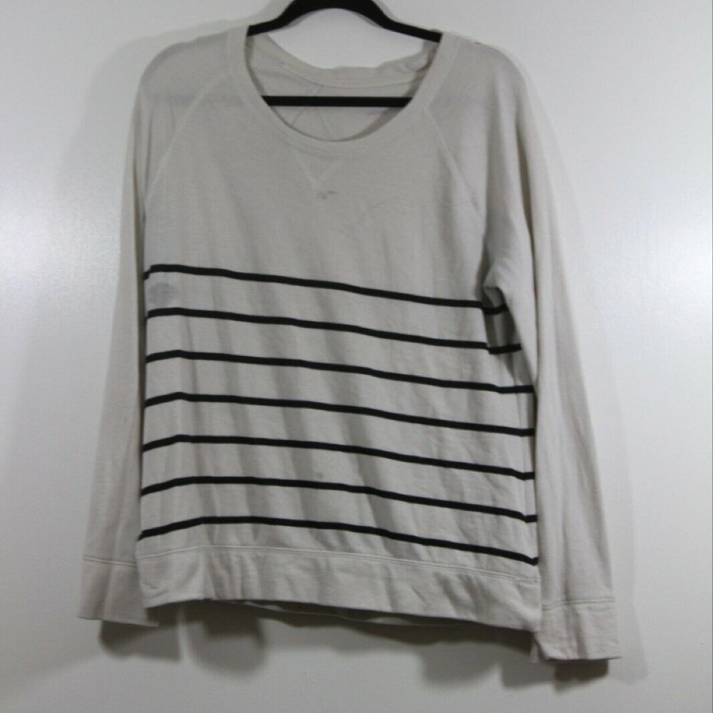 Merona Womens Sweater Long Sleeve Ivory Blue Strip
